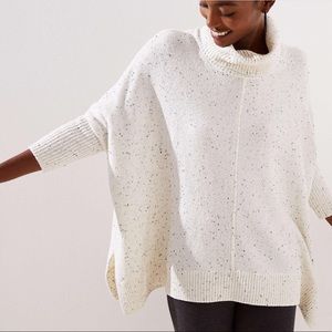 Loft Speckled Turtleneck Poncho Sweater 